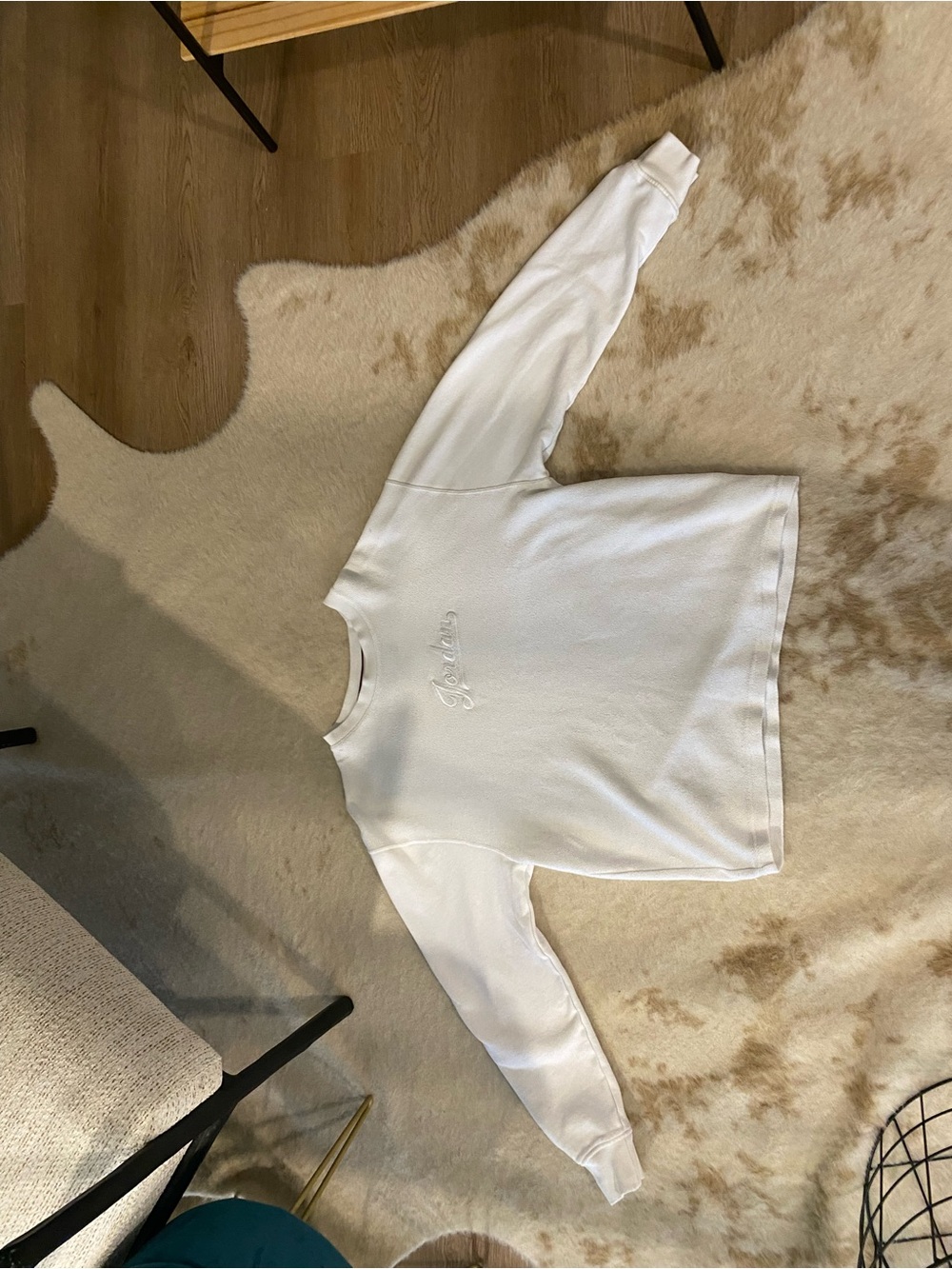 Jordan White Embroidered Crew Sweatshirt - Women's